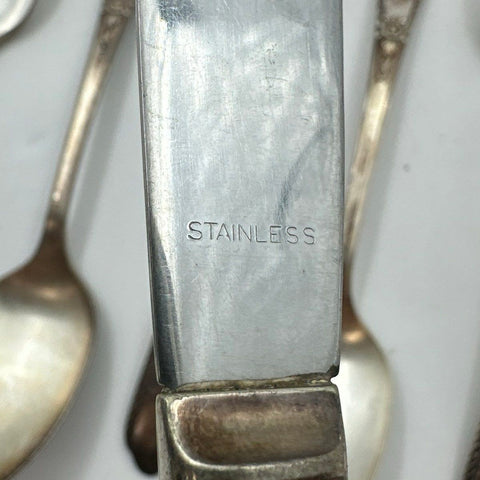 Simeon L & George H Rogers Oneida Silver Plate Flatware Set Floral 27pc Vintage