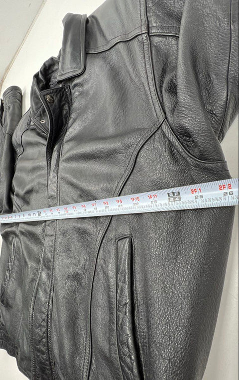 Reed Men's Black Leather Bomber Jacket Vintage Insulated Thinsulate Sz 46
