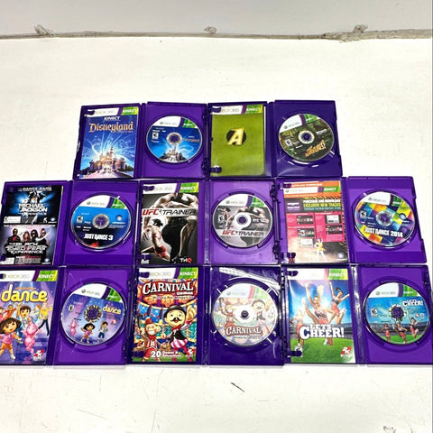 Xbox 360 2 Kinect Sensors 8 Game Lot Just Dance Disneyland As-Is Untested