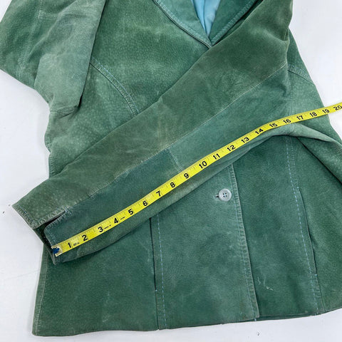 Pendleton Women's Green Suede Leather 3-Button Blazer Jacket Sz XL