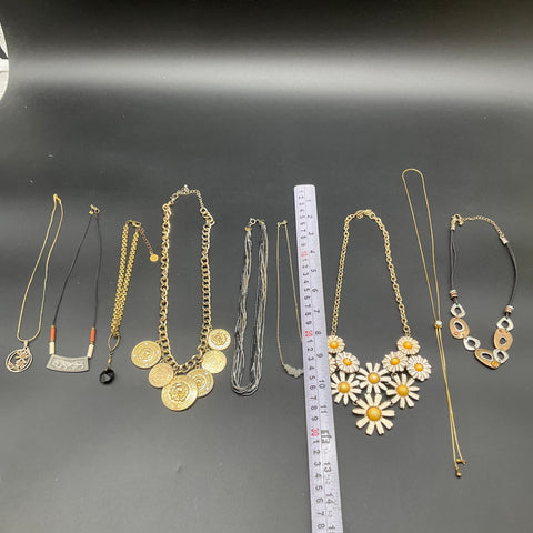 Vintage Style Statement Costume Jewelry Lot of 9 Daisy Lion Medallion Necklaces