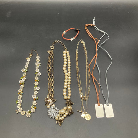 J.Crew Costume Jewelry Lot of 6 Statement Necklaces Bracelet Faux Pearl Floral