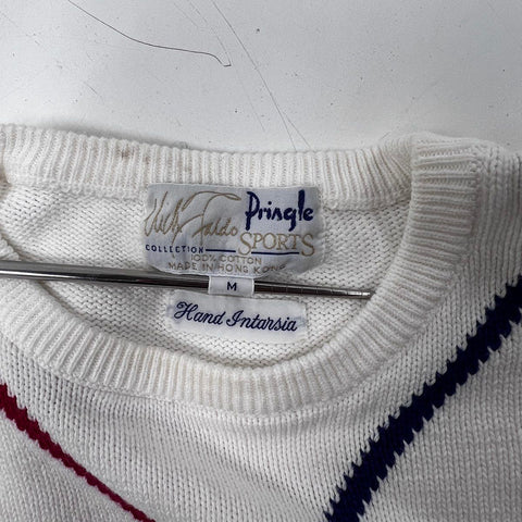 Vintage 90s Pringle Sports Nick Faldo Cotton Argyle Golf Sweater Sz M