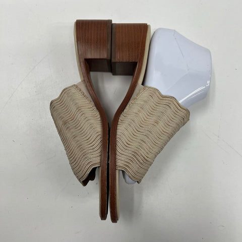 Frye Cindy Wave Off White Leather Mule Slide Heels Size 9.5