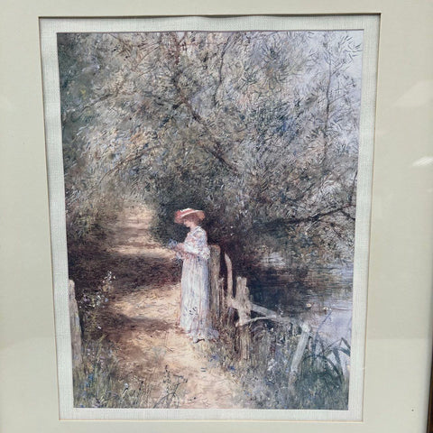 Gloria Vanderbilt Lot 2 Framed Art Prints 16.5x13.5 Romantic Genre Scenes Signed