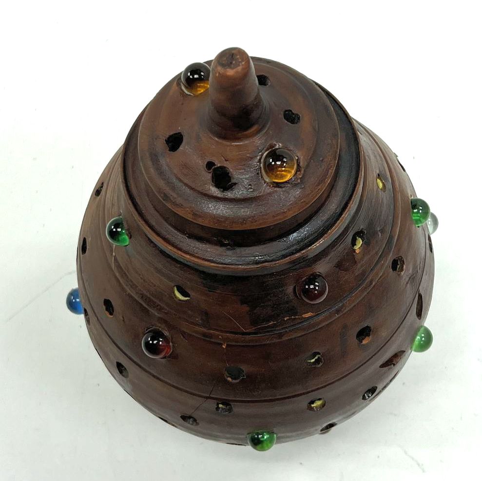 Vintage Moroccan Style Terracotta Candle Holder Luminary with Glass Marbles