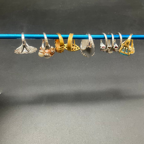 Vintage and Modern Costume Jewelry Ring Lot of 9 Mixed Sizes Gold Silver Tone