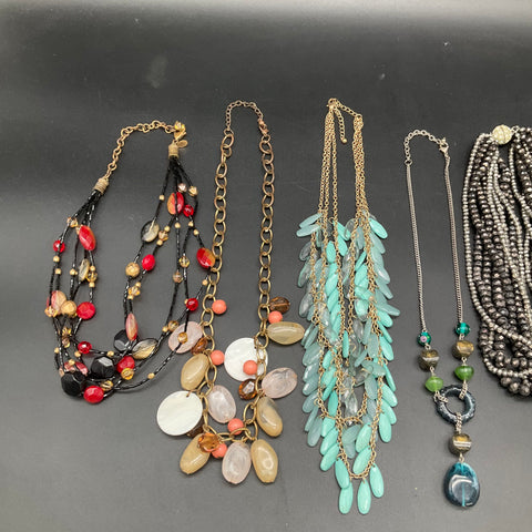 Fashion Statement Necklaces Costume Jewelry Lot of 8 Beaded Multi-Strand