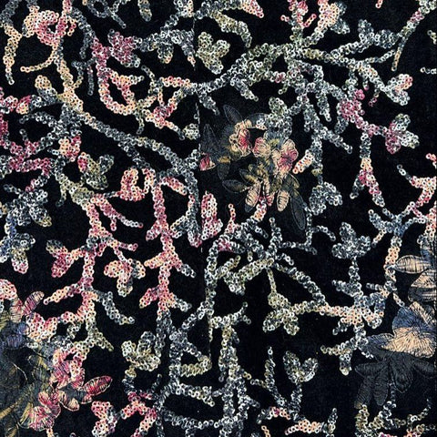 Tahari ASL Women's Sequin Burnout Velvet Jacket Black Pink NWT Size 8