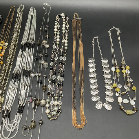 Mixed Costume Jewelry Necklace Lot of 9 Vintage to Modern Beaded Chain Station