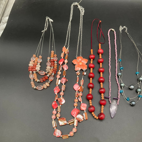 Vintage & Modern Costume Jewelry Lot of 10 Necklaces Boho Beaded Shell Cross