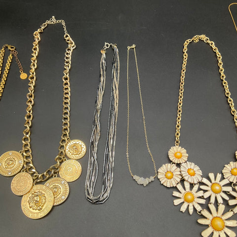 Vintage Style Statement Costume Jewelry Lot of 9 Daisy Lion Medallion Necklaces