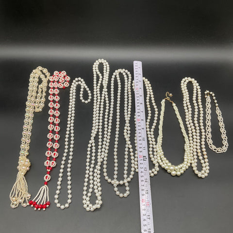 Vintage to Modern Costume Jewelry Lot 10 Necklaces Faux Pearl Beaded Tassel
