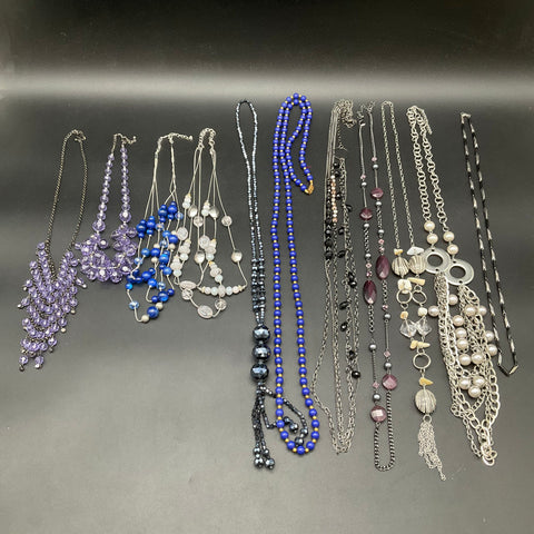 Modern Costume Fashion Necklace Jewelry Lot of 11 Beaded Chain Statement