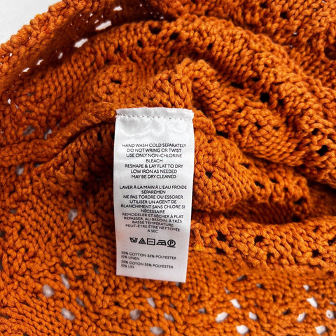 By Anthropologie Women's Rust Orange Crochet Open Knit Maxi Dress Sz L NWT