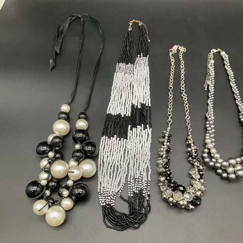 Mixed Style Costume Jewelry Lot 6pc Faux Pearl Seed Bead Statement Necklaces