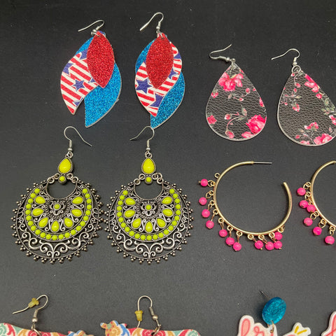 Fashion Jewelry Earrings Lot of 28 Statement Boho Hoop Drop Dangle Styles
