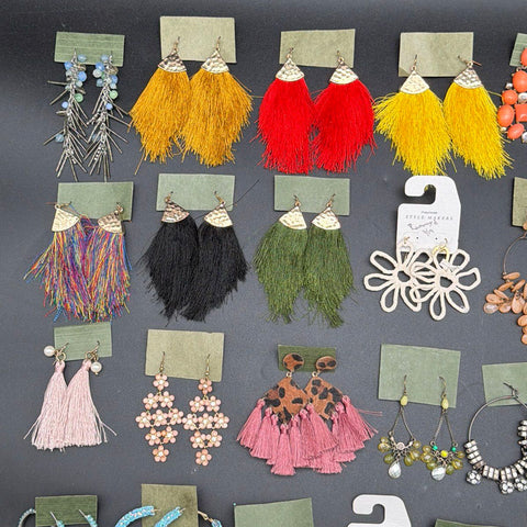 Mixed Costume Jewelry Lot 45+ Pairs Earrings Maurices Tassel Hoop Boho Studs