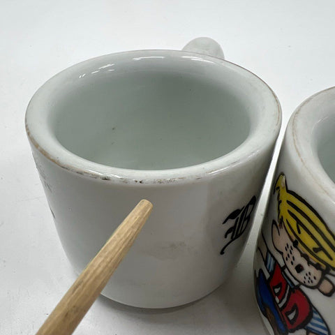 Vintage Dennis The Menace 2 Piece Mini Mug Cup Set Cartoon Comic Strip