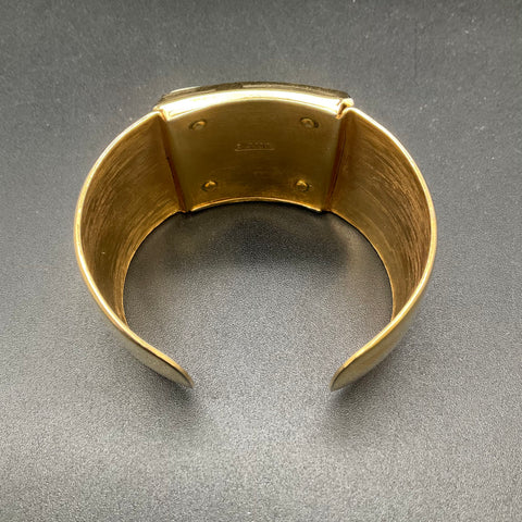 Vintage Avon Gold Tone Geometric Resin Necklace & Cuff Bracelet Jewelry Set