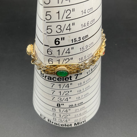 Vintage Goldette Victorian Revival Gold Tone Filigree Multi-Stone Bracelet 7"
