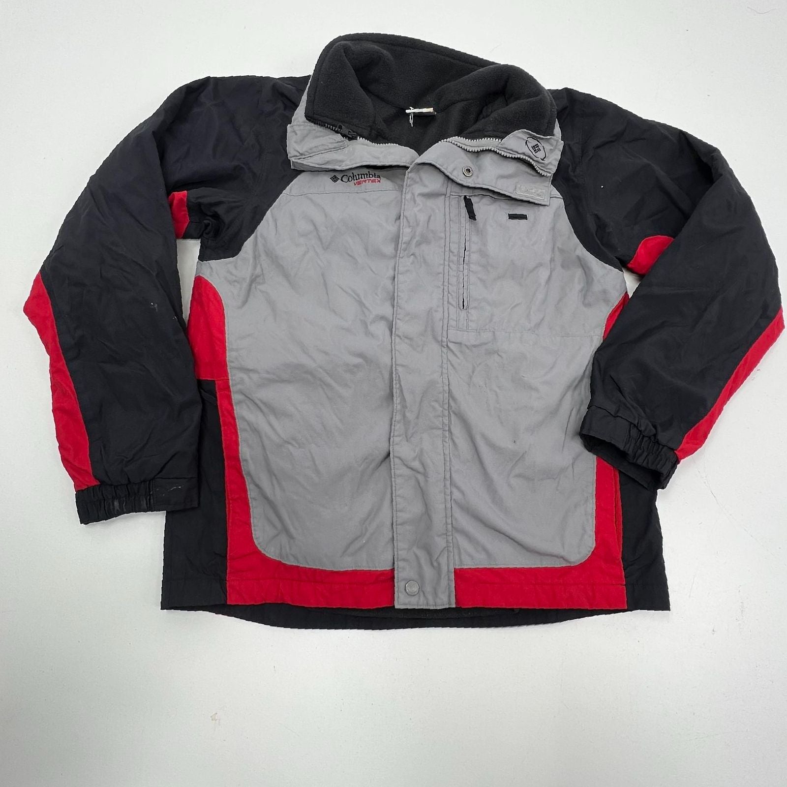 Columbia Vertex Gray Red Colorblock Fleece Lined Jacket Youth 18/20