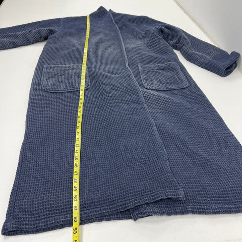 Pottery Barn Navy Blue Waffle Terry Lined Bathrobe Belted Long Robe Sz XL