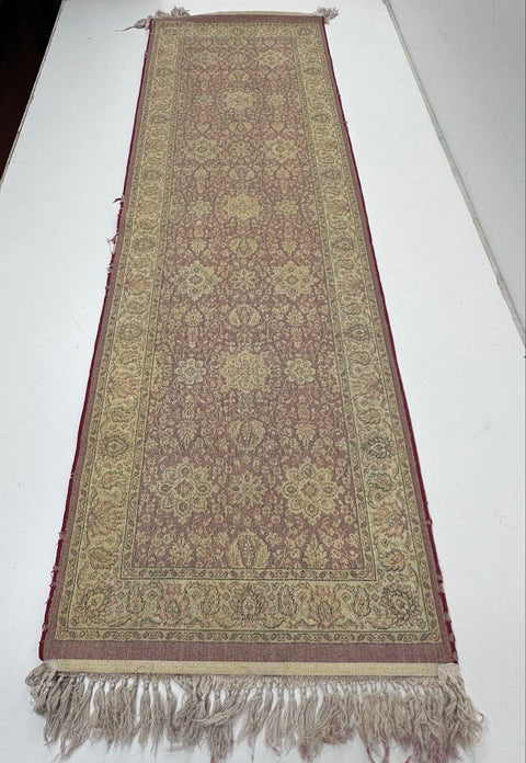 Vintage Eastern Style Runner Rug Red Floral Burgundy 90" x 30" (7.5' x 2.5')