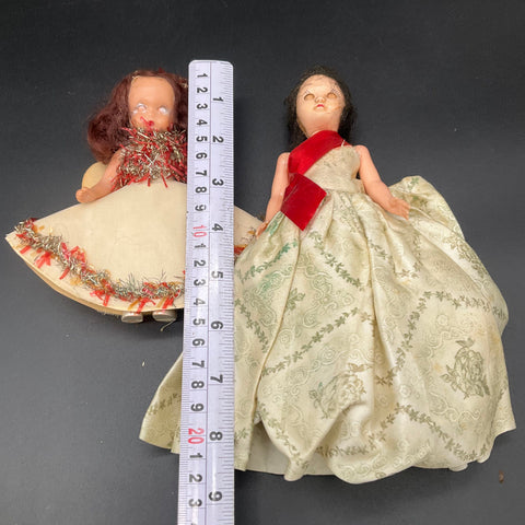 Vintage Hard Plastic Doll Lot Mixed 2 Pieces Christmas Angel Fashion Gown