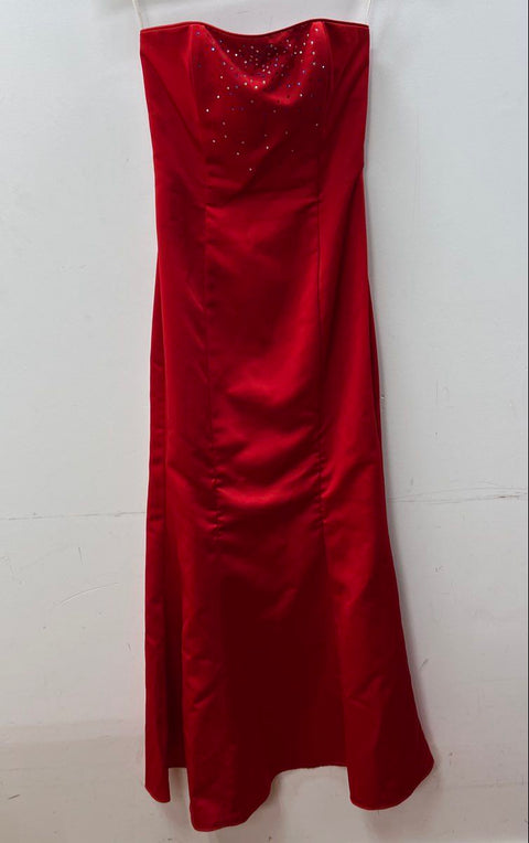 Vintage 90s Jessica McClintock Gunne Sax Women's Red Strapless Gown Dress Sz 3