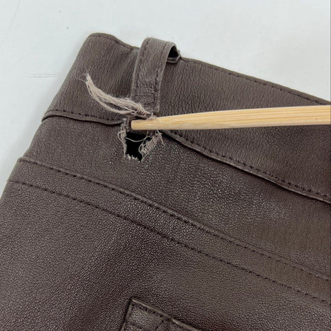 Vince Women's V2900 Skinny Lamb Leather Pants Brown 5-Pocket Size 8