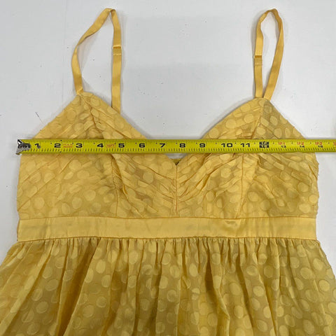 Arden B. NWT Y2K Women's Yellow Silk Polka Dot Burnout Babydoll Dress Size M