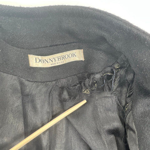 Vintage 80s Donnybrook Hockanum Wool Swing Coat Woven Shoulder Made in USA