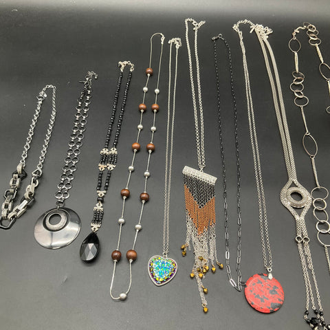 Fashion Costume Jewelry Lot of 10 Necklaces Statement Pendants Tassels Beads