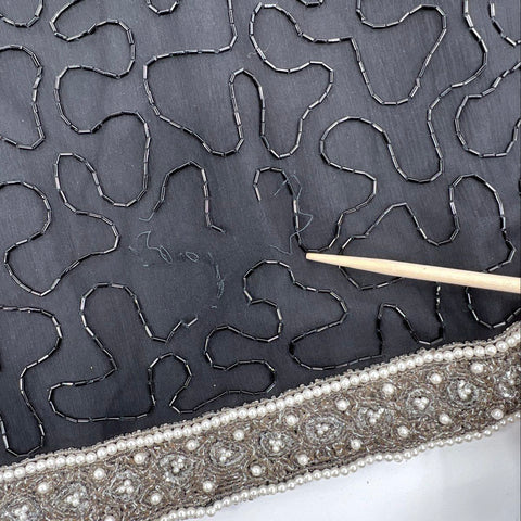 Vintage 80s Laurence Kazar Silk Pearl Beaded Evening Jacket Sz XL