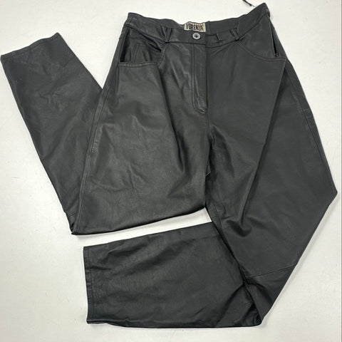 Vintage 90s Forenza Women's Black High Rise Tapered Leather Pants Sz 12