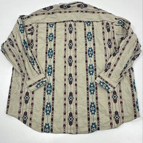 Vintage 90s Wrangler Aztec Southwestern Print Western Button Down Shirt Sz 3X