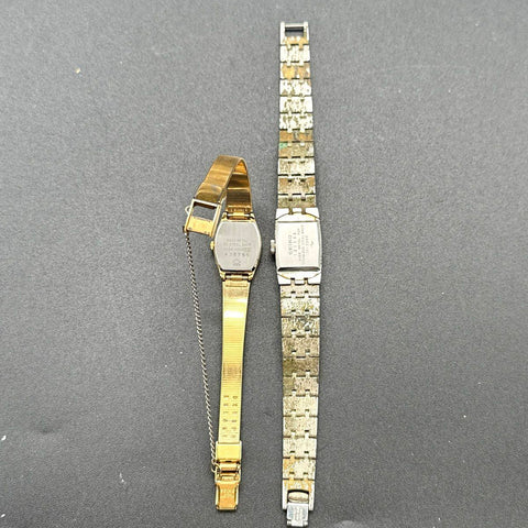 Lot of 2 Vintage Seiko Women's Watches Gold Tone Quartz & Silver Tone 11-3399