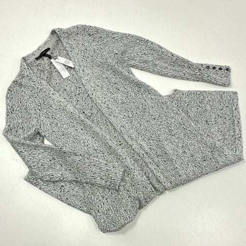 White House Black Market Women's Gray Sequin Duster Cardigan Sweater Sz M NWT