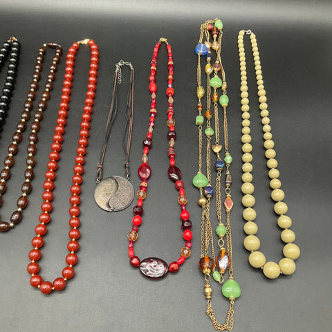 Vintage to Modern Beaded & Multi-Strand Costume Jewelry Necklace Lot of 8