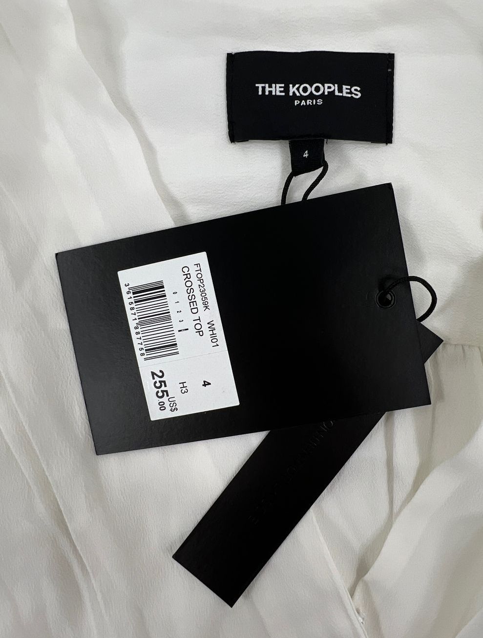 NWT Women's The Kooples France Plain White Pleated Wrap Style Blouse - Size 4