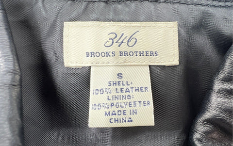Brooks Brothers 346 Women's Black 100% Leather 4-Button Tailored Jacket Size S