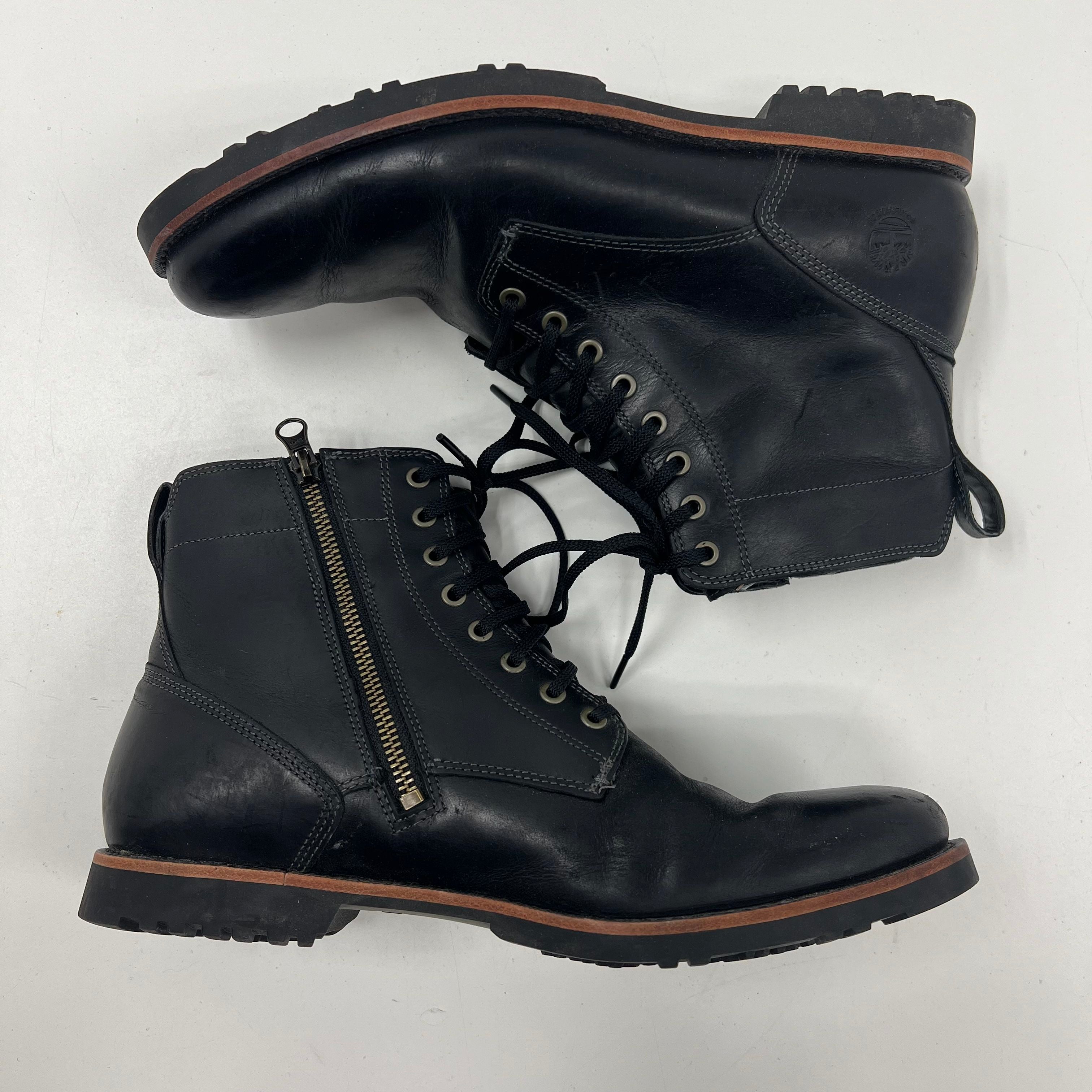Timberland Squall Canyon Waterproof Side Zip Chukka Boots Black Leather