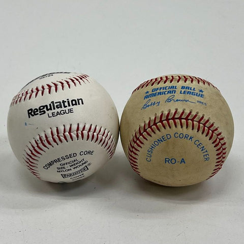 Autographed Baseball Lot (2) Rawlings Official AL Bobby Brown & Regent Balls