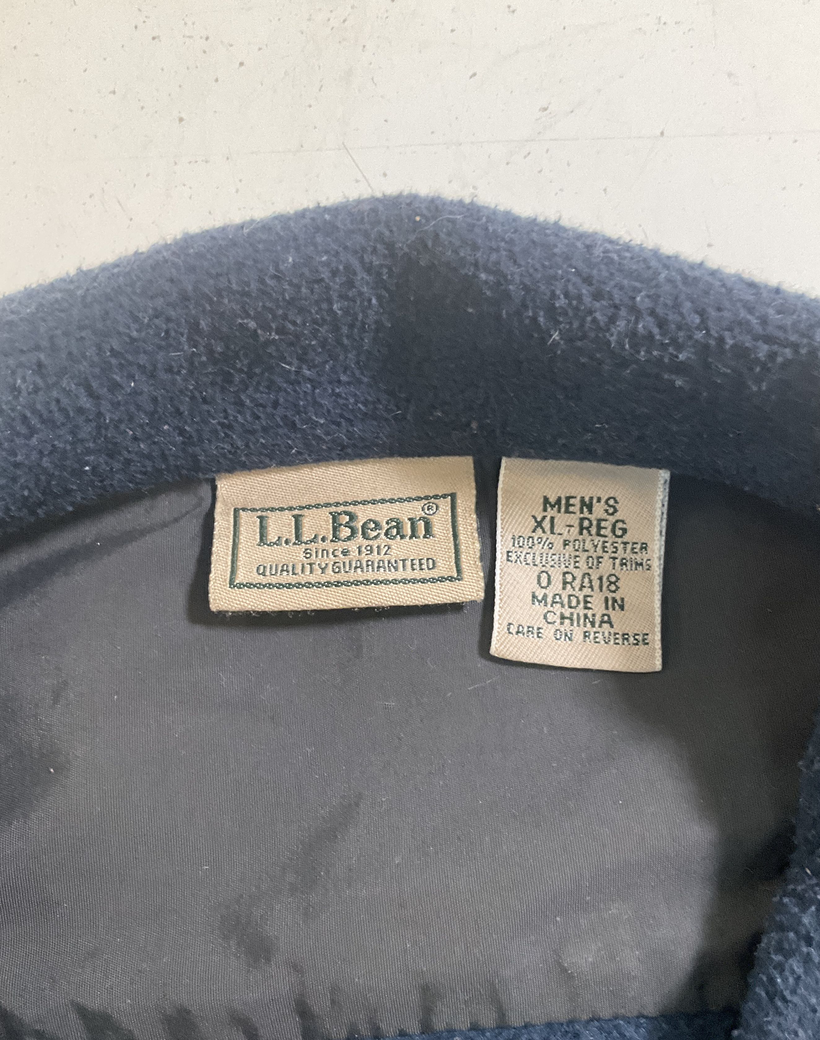 Vintage 90s LL Bean Fleece Full Zip Shirt Jacket Navy Blue Men's XL