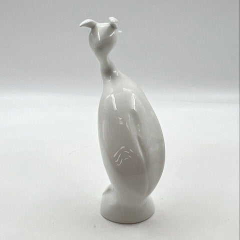 Royal Dux Bohemia Stylized White Porcelain Bird Sculpture 9" Heron Figurine