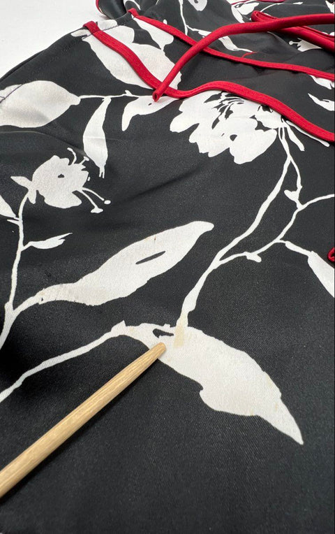Vintage 90s Niki Livas Women's Black White Floral Strapless Tulle Dress Sz 14