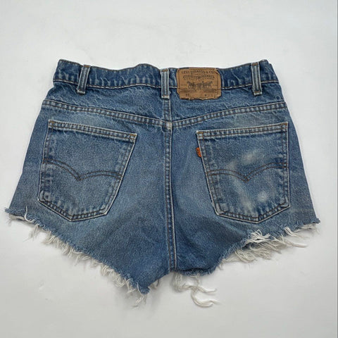 Vintage 90s Levi's Orange Tab 517 Distressed Cut Off Denim Shorts Sz 34