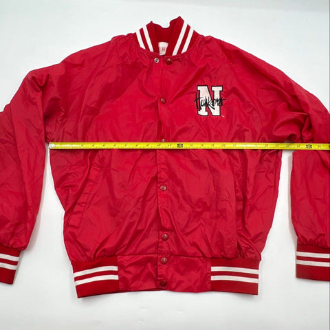 Vintage 80s Nebraska Huskers Ryder Snap Front Coach's Jacket Made in USA Sz XL