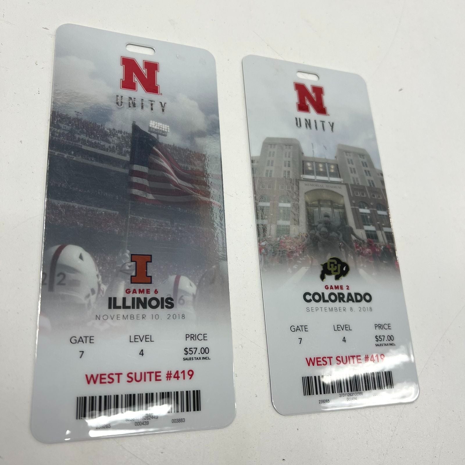 2018 Nebraska Huskers Football Suite Pass Lot Illinois vs Colorado NCAA Tickets